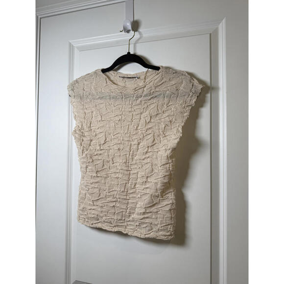 ZARA Sand Wrinkled-Effect‎ Knit Top S - Picture 3 of 4